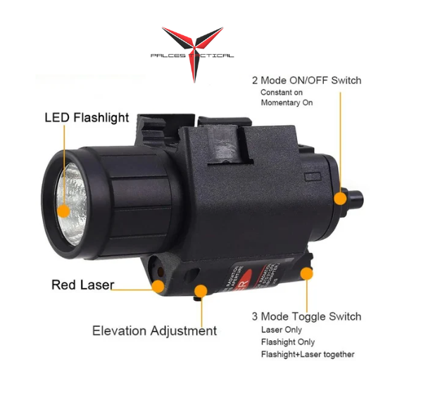 Tactical LED Light Flashlight with Remote Switch Red Dot Laser Sight