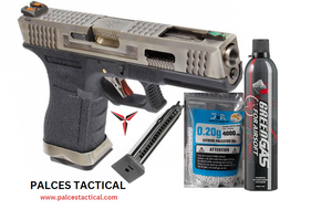 WE Glock 17 Force Series Silver Slide Airsoft Gas Blowback Pistol