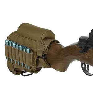 Butt Stock Rifle Cheek Rest Pouch Bullet Holder Nylon fitzztyl co. Brown (Khaki) 