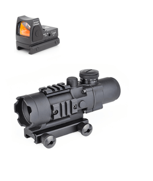 Aim-O 4x32 Illumination Tactical Compact Scope Optical Laser Sight fitzztyl co. Scope+Red dot 