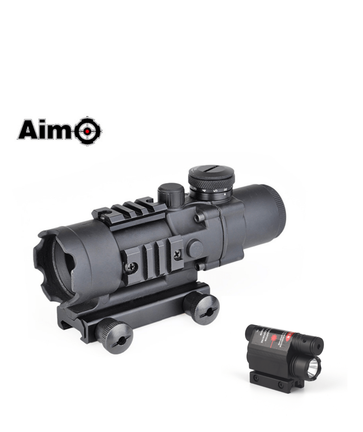Aim-O 4x32 Illumination Tactical Compact Scope Optical Laser Sight fitzztyl co. Scope+flashlight w/ laser 